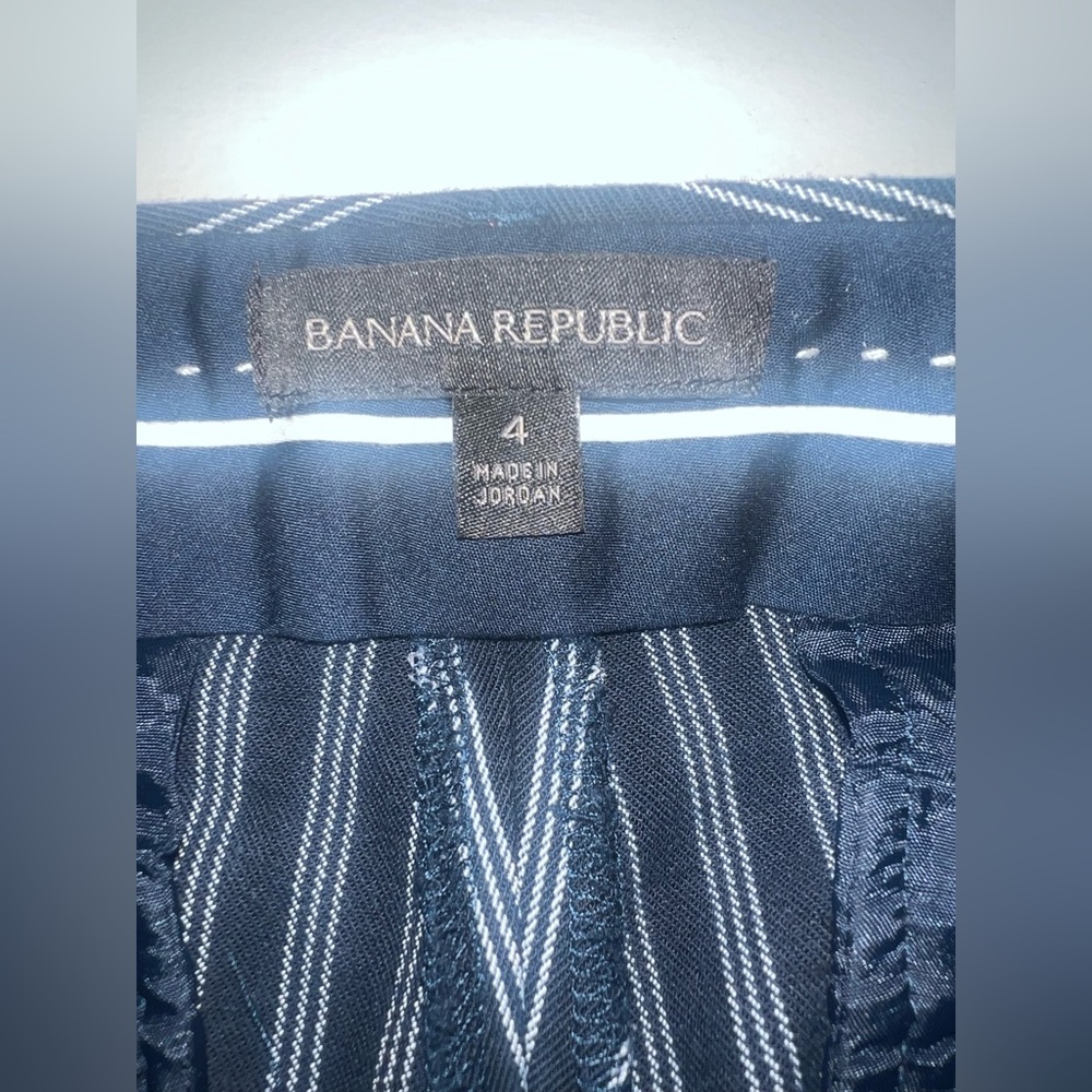 Banana Republic Navy Sloan Skinny Crop Striped Pants Size 4 - Picture 5 of 9